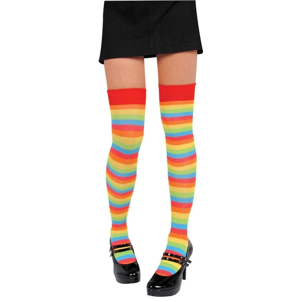 Rainbow Striped Knee Highs - Adult