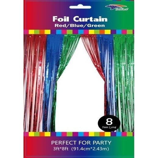 Red/Blue/Green Metallic Curtain 3' X 8'
