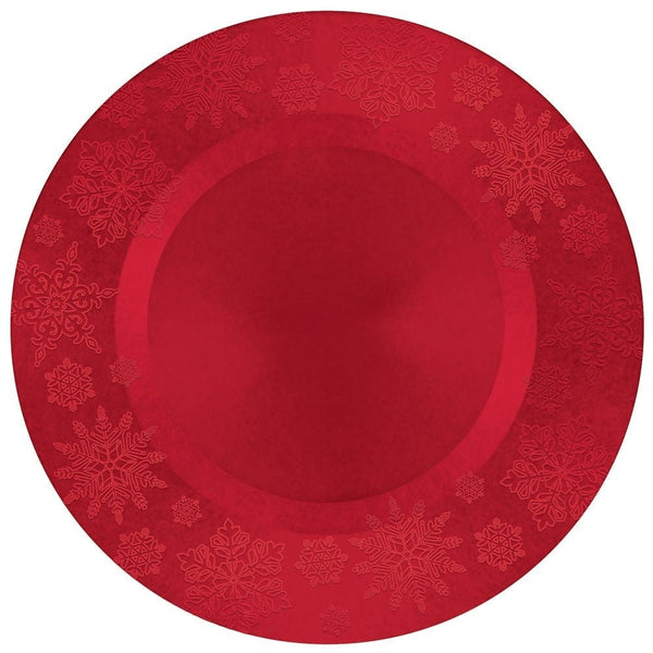 Red Snowflake Round Charger