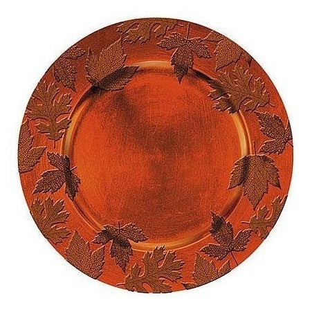 Round Embossed Charger Orange Melamine
