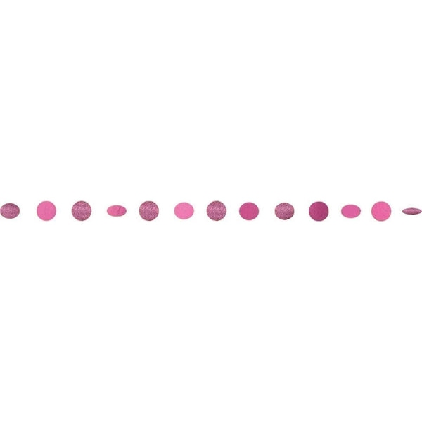 Round Glitter String Decorations - Bright Pink