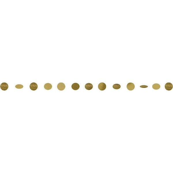 Round Glitter String Decorations - Gold