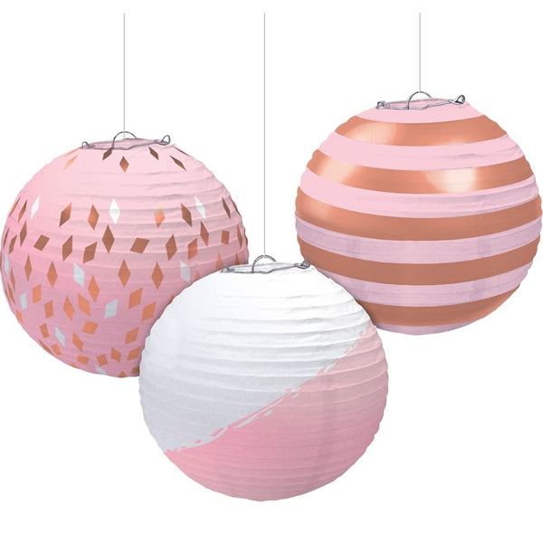 Round Paper Lanterns - Rose Gold/Blush