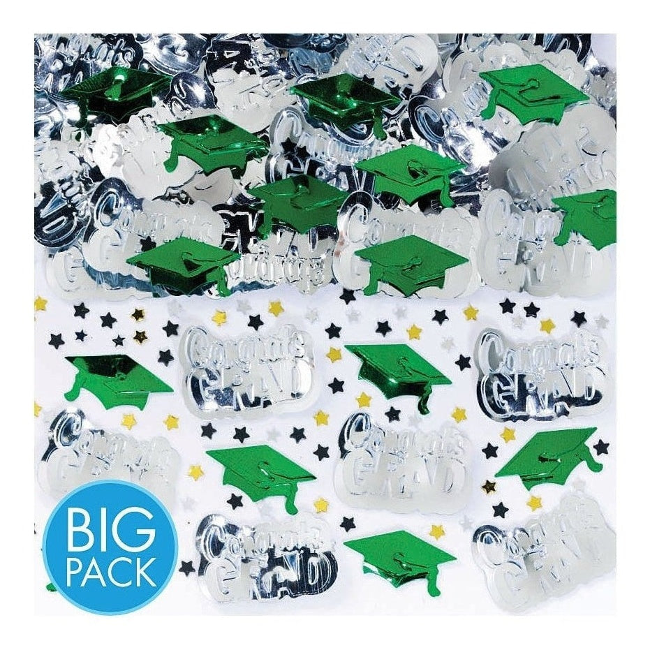 School Colors Embossed Metallic Confetti - Green