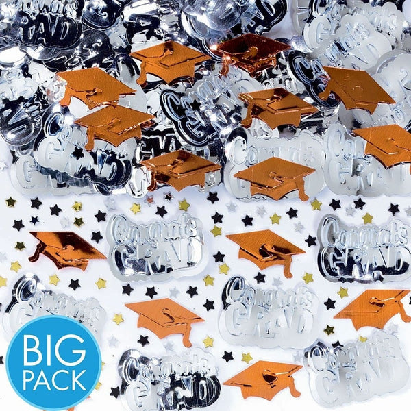 School Colors Embossed Metallic Confetti - Orange