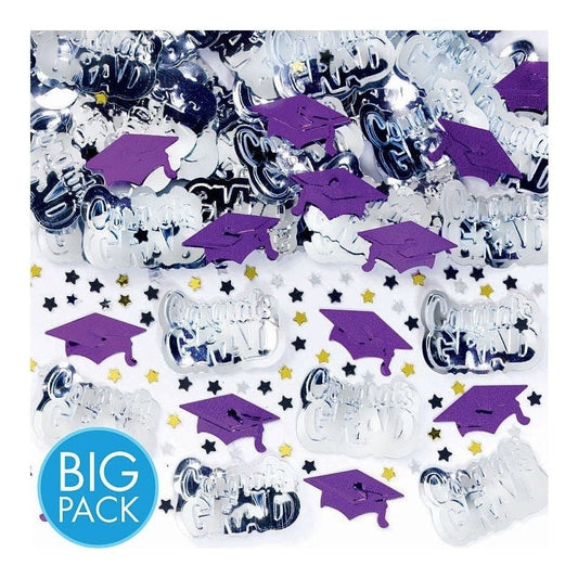 School Colors Embossed Metallic Confetti - Purple