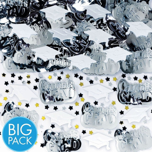School Colors Embossed Metallic Confetti - White