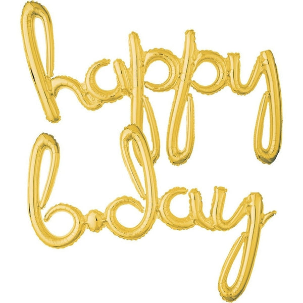 Script Happy Birthday Gold Foil Balloon