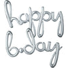 Script Happy Birthday Silver Foil Balloon
