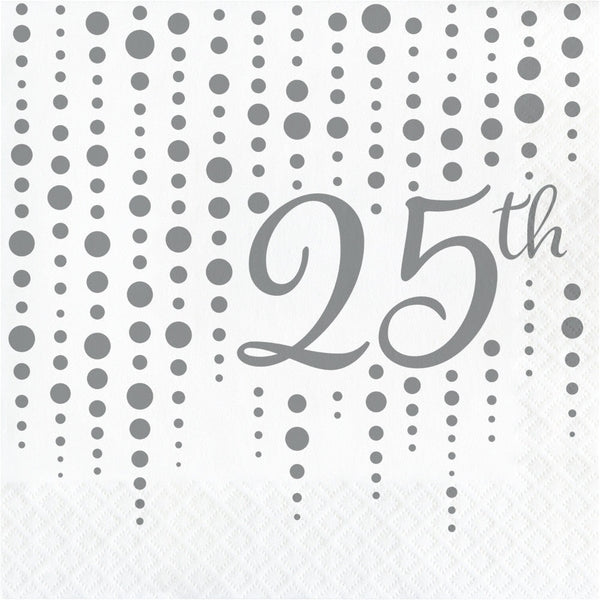Silver 25Th Anniversary Napkins