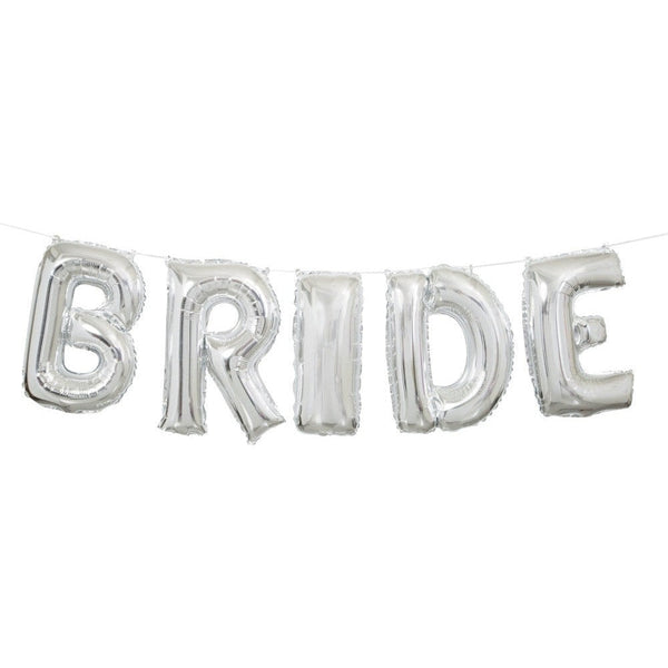 Silver Bride Foil Letter Balloon Banner Kit, 14"