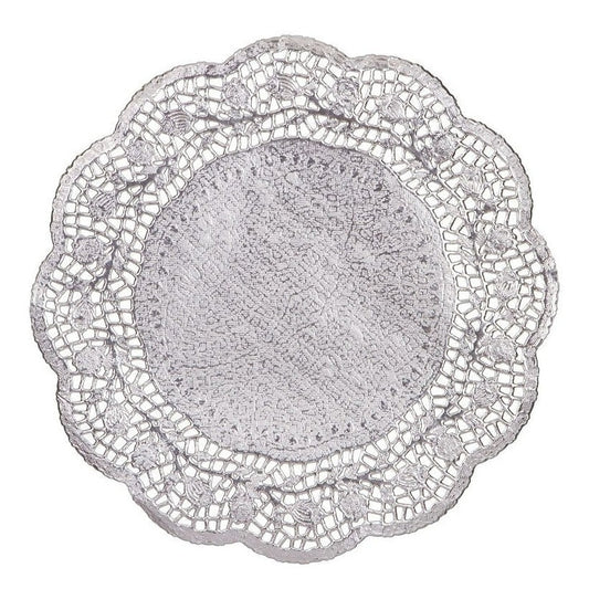 Silver Foil Round Doilies, 10 1/2"