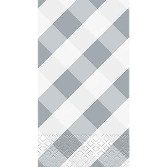 Silver Gingham Guest Towels, 16 Count
