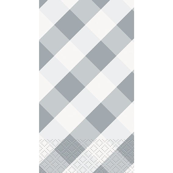 Silver Gingham Guest Towels, 16 Count