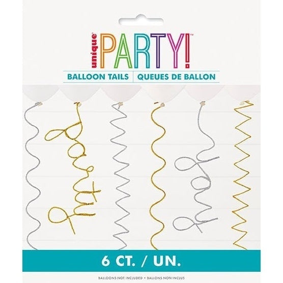 Silver & Gold Pipe Cleaner Balloon Tails, 6 Count