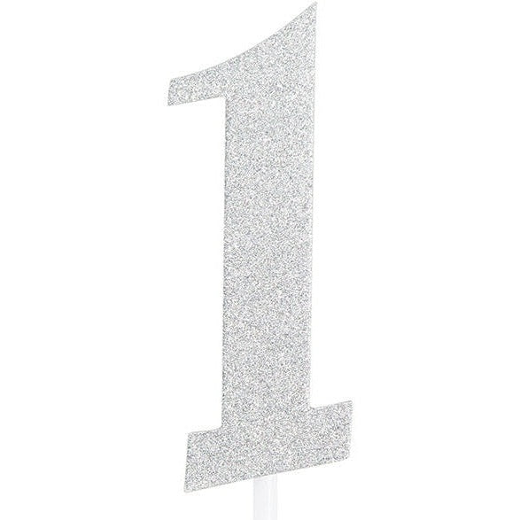 Silver Number One Cake Topper