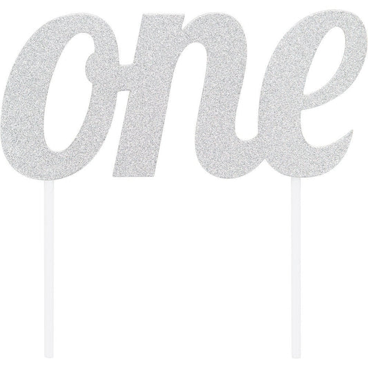 Silver " One" Cake Topper
