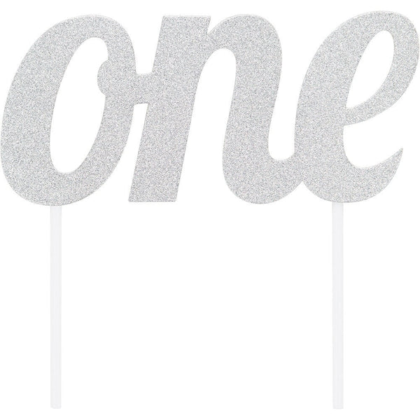 Silver " One" Cake Topper