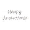 Silver Script Foil " Happy Anniversary" Banner