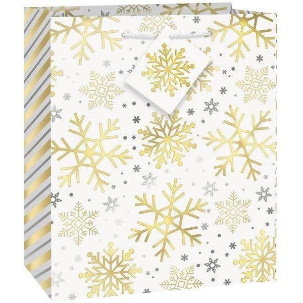 Silver And Gold Snowflakes Md Giftbag