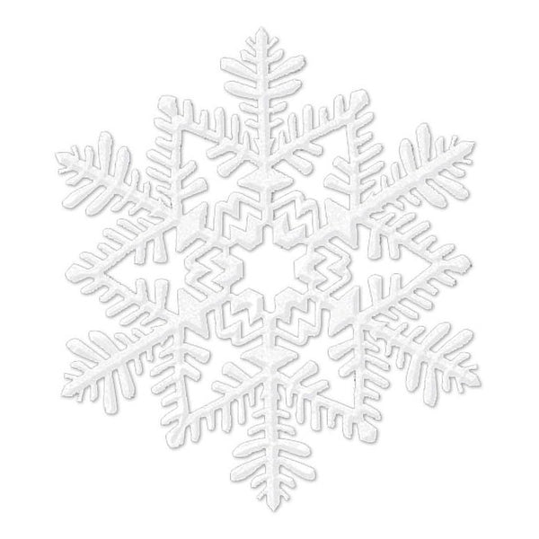 Small Glitter Plastic Snowflake Decoration - White