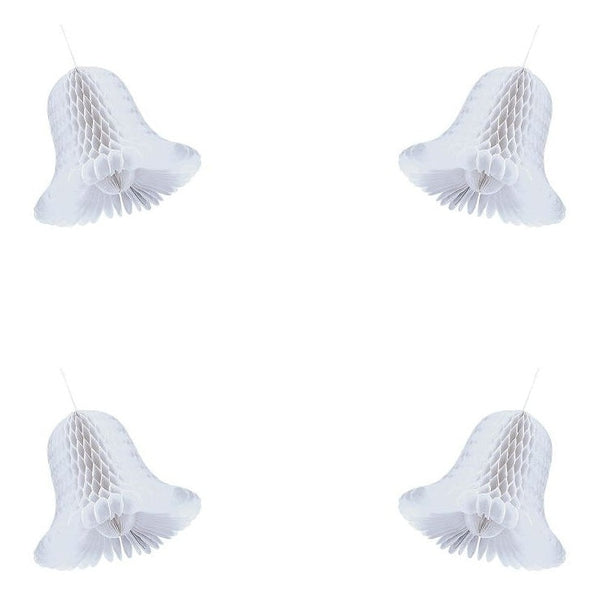 Small White Bridal Honeycomb Bells 4 Count