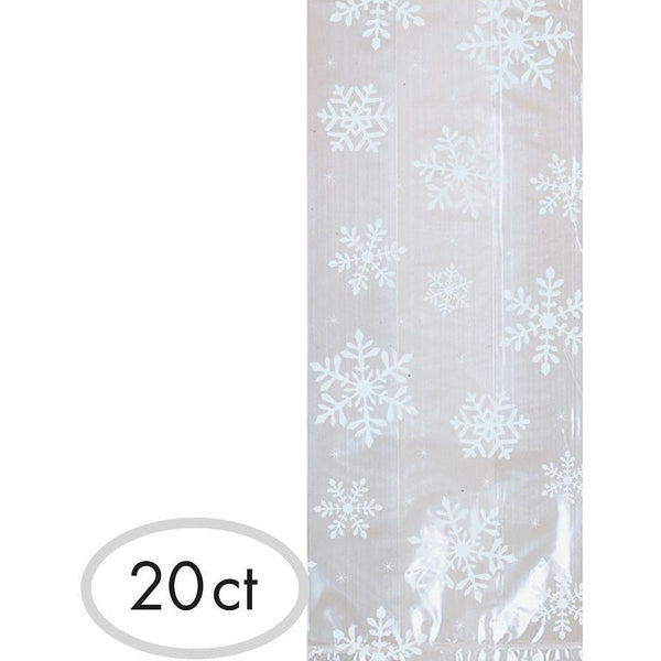 Small White Snowflake Cellophane Party Bags