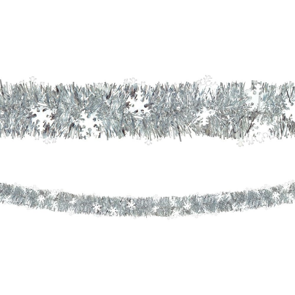 Snowflake Tinsel Boa Garland W/ Prismatic Snowflakes