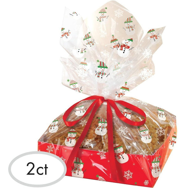 Snowman Large Treat Tray W/ Cellophane Bag