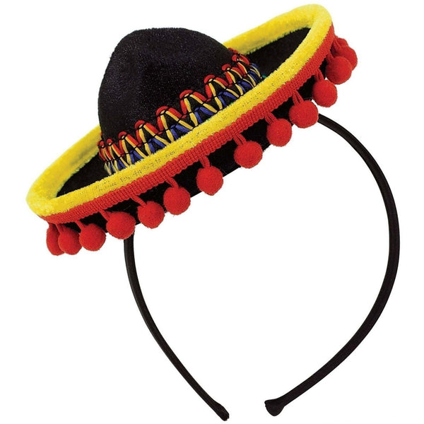 Sombrero Headband Fabric W/ Ball Fringe