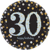 Sparkling Celebration 30Th Birthday Round Prismatic Plates, 9"