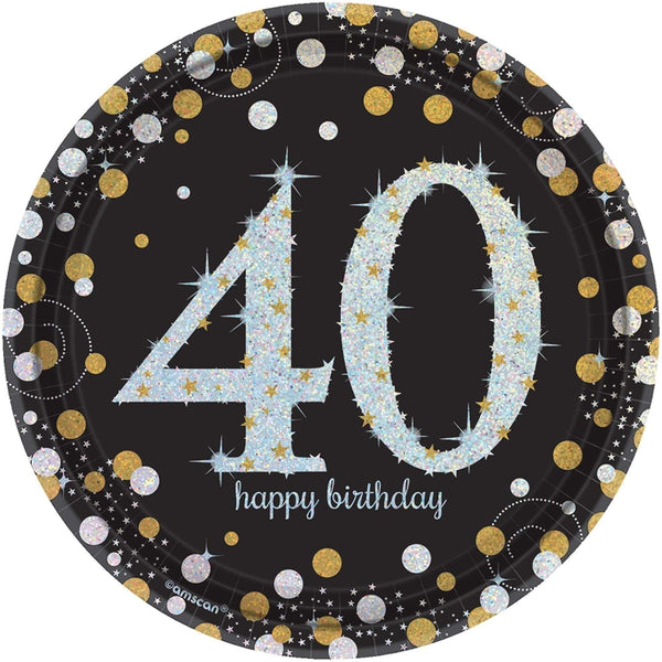 Sparkling Celebration 40Th Birthday Round Prismatic Plates, 7"