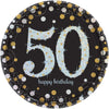 Sparkling Celebration 50Th Birthday Round Prismatic Plates, 7"