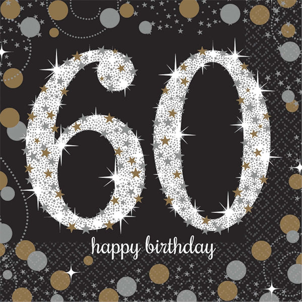 Sparkling Celebration 60Th Birthday Beverage Napkins