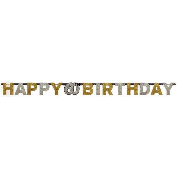 Sparkling Celebration 60Th Birthday Prismatic Letter Banner