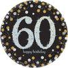 Sparkling Celebration 60Th Birthday Round Prismatic Plates, 9"