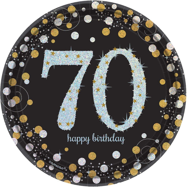 Sparkling Celebration 70Th Birthday Round Prismatic Plates, 7"