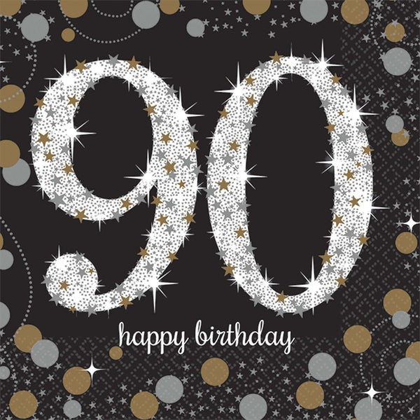 Sparkling Celebration 90Th Birthday Beverage Napkins