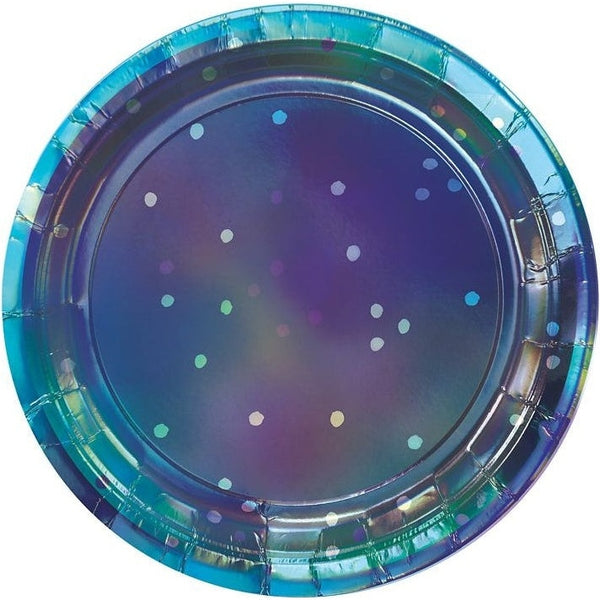 Sparkling Sapphire 7" Round Iridescent Plates