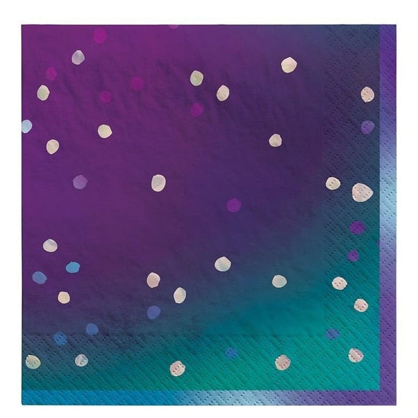 Sparkling Sapphire Iridescent Beverage Napkins