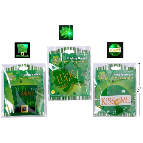 St. Patrick's Flashing Brooch, 3Asst.,
