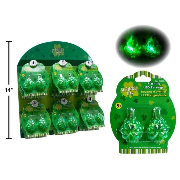 St. Patrick's Shamrock Flashing Led Earrings