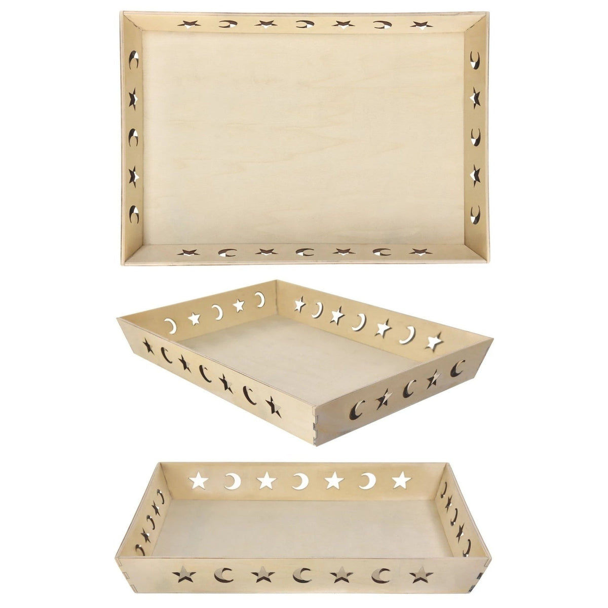 Star & Moon ReCountangular Wood Serving Tray