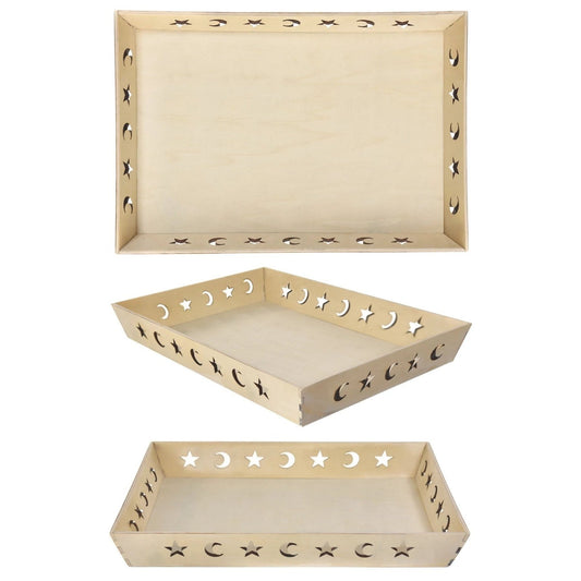 Star & Moon ReCountangular Wood Serving Tray