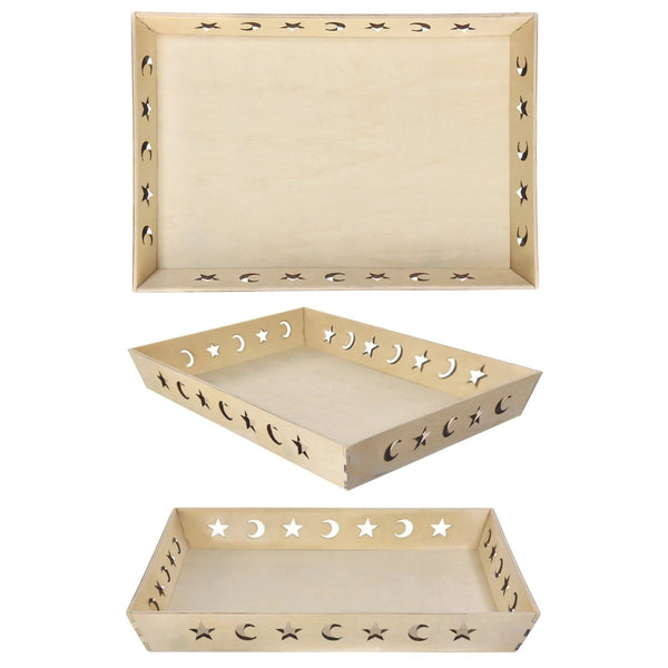 Star & Moon ReCountangular Wood Serving Tray