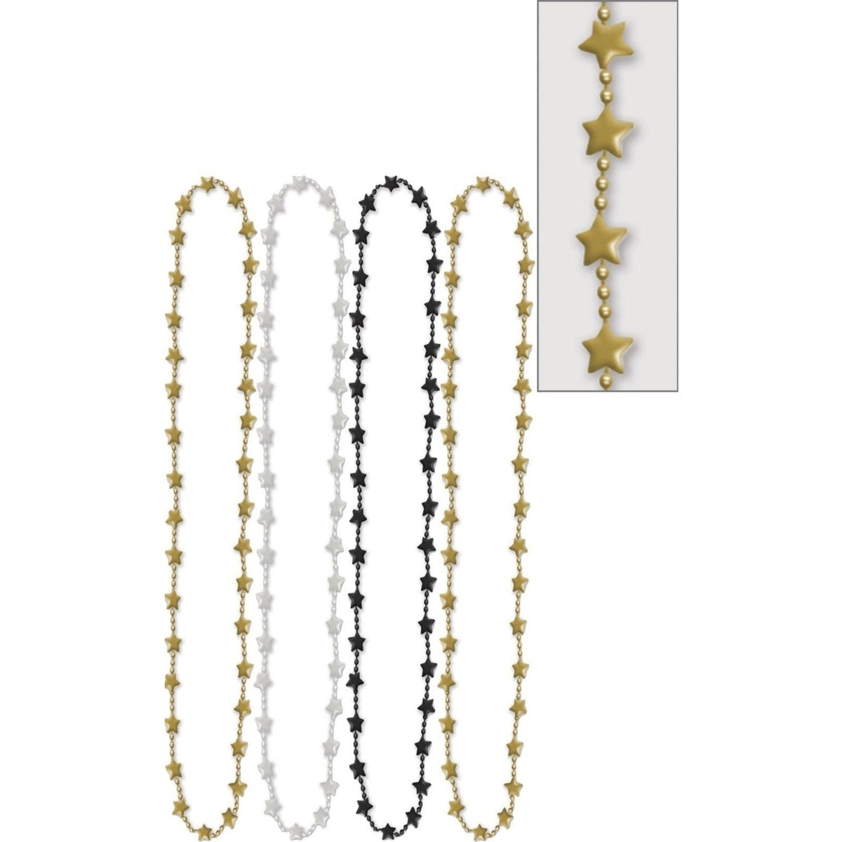 Star Shaped Necklaces - Black, Silver & Gold