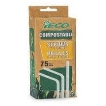 Straw - Compostable White 8", 75/Pkg