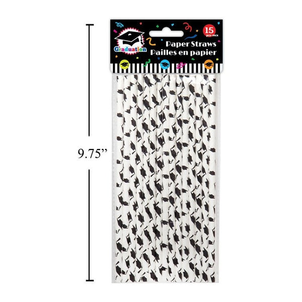 Straw - Paper Grad Cap Print, 15/Pkg