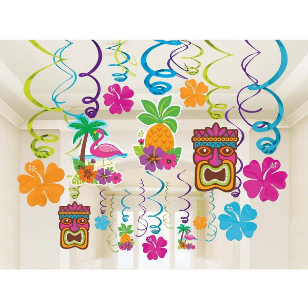 Summer Luau Foil Swirl Decorations Value Pack