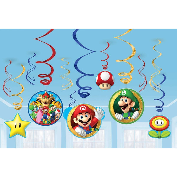 Super Mario Brothers Tm Value Pack Foil Swirl Decorations